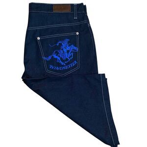 Men’s Denim Jean Shorts Size 38 Rodeo Cowboy Blue Skaters Streetwear Wide Leg